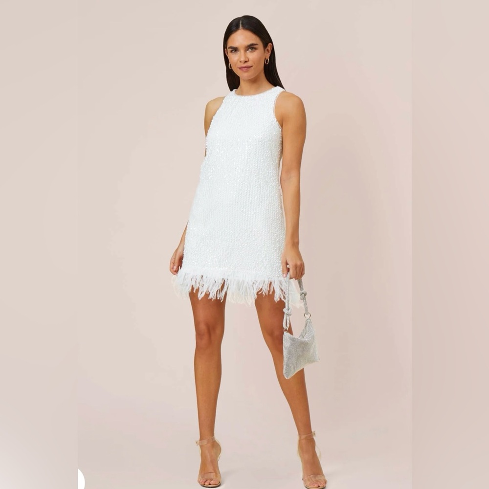 Aidan Mattox Halter Sequin Swing Dress